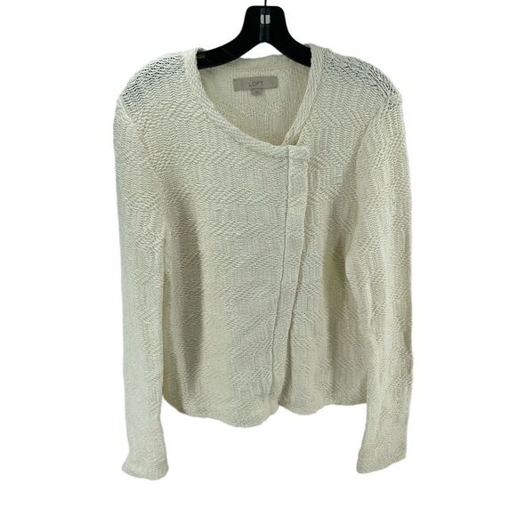 Loft cream jacket boho shacket chunky knit moto angle zip large - Picture 9 of 16